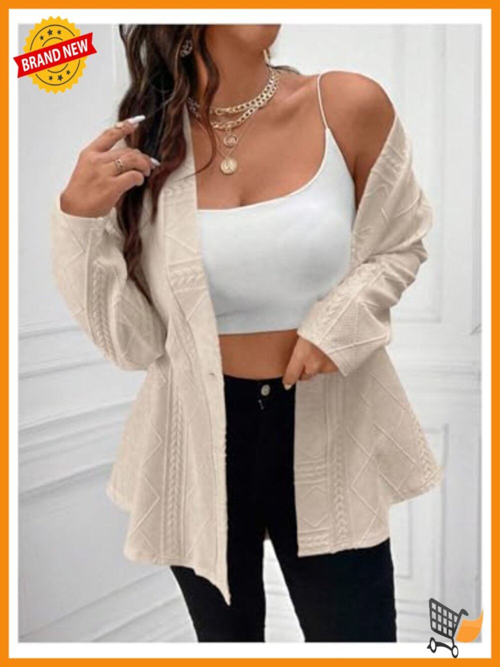 Plus Size Button Down Blazer Ruffle Hem Textured Jacket - Picture 3 of 6
